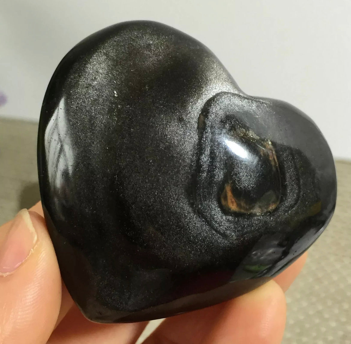 Natural Silver Obsidian heart