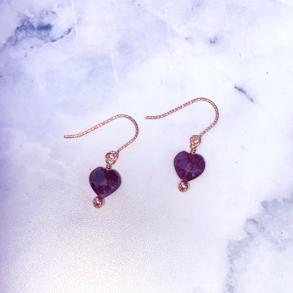 Ruby gemstone Heart Earrings