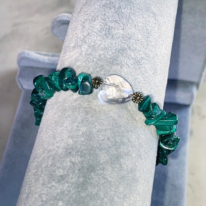 Malachite gemstone and Quartz Heart Bracelet