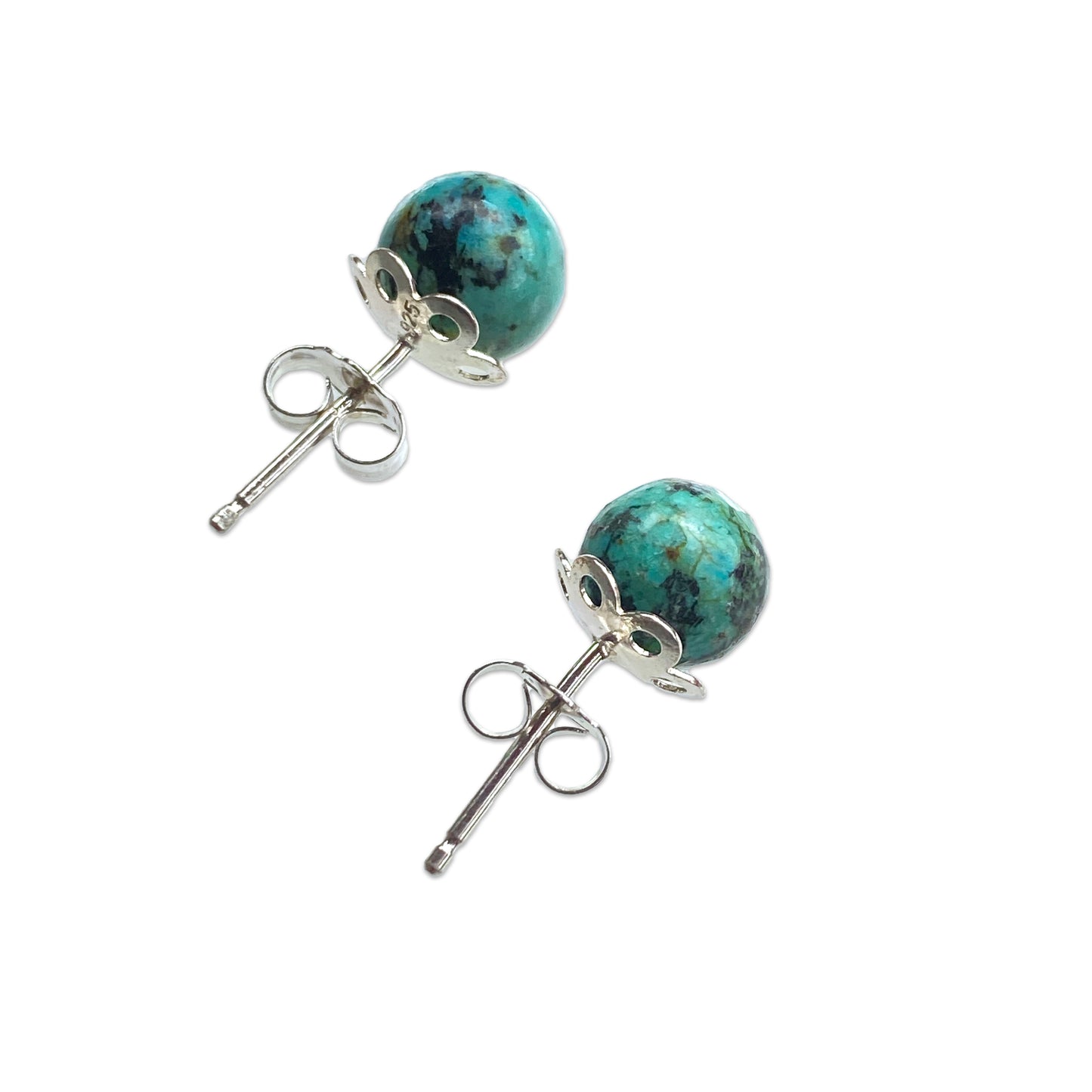 African Turquoise gemstone 8 mm Stud Earrings