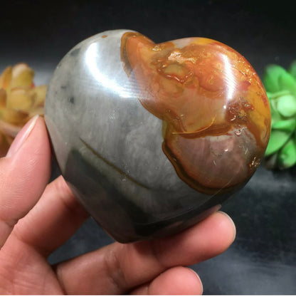 Natural polychrome Jasper gemstone Heart