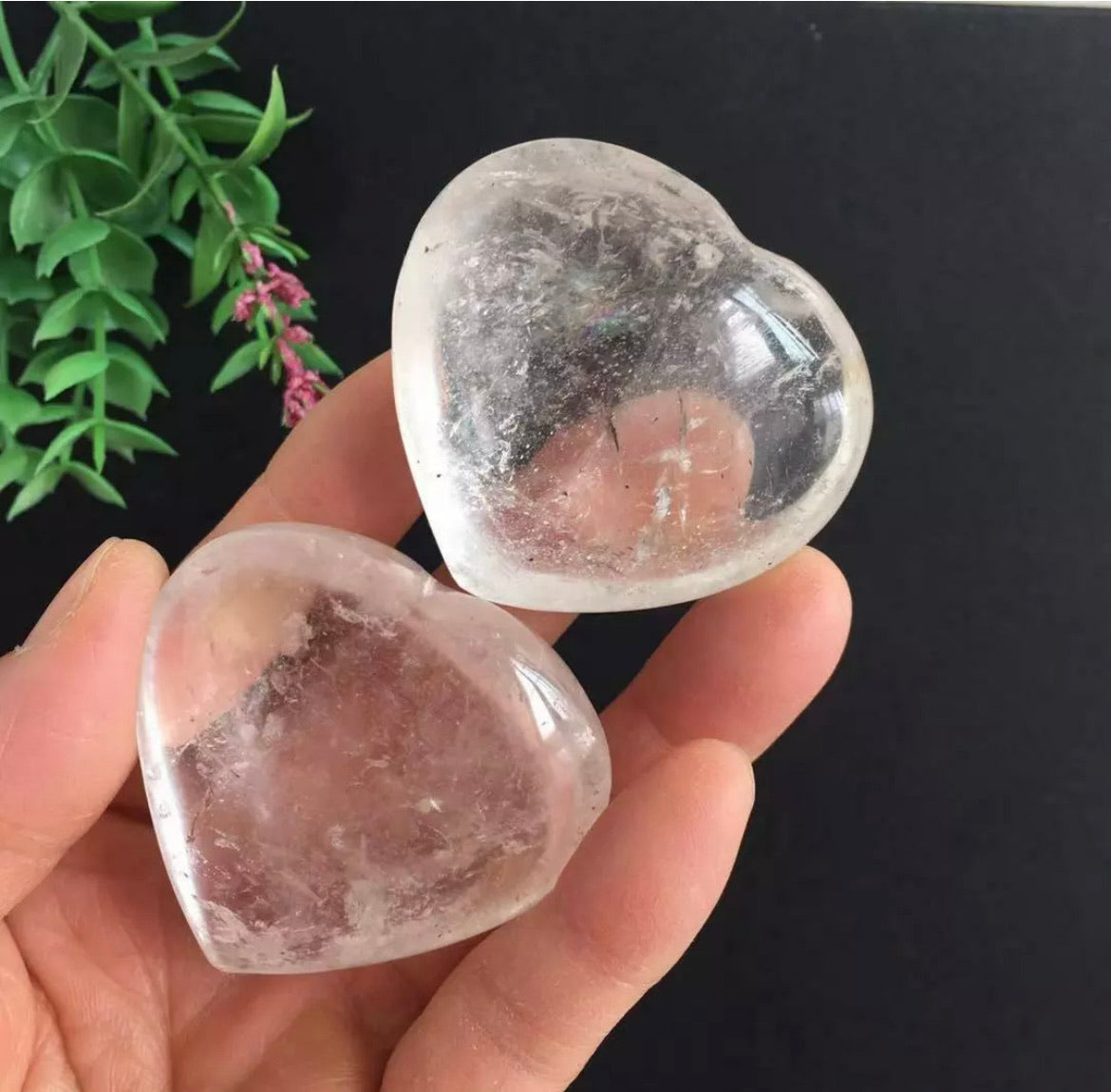 Clear Quartz Heart Shaped Carving Crystal Stone Polished Healing gemstone reiki semiprecious
