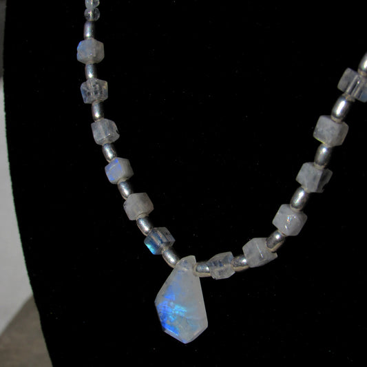 Moonstone gemstones and sterling silver necklace