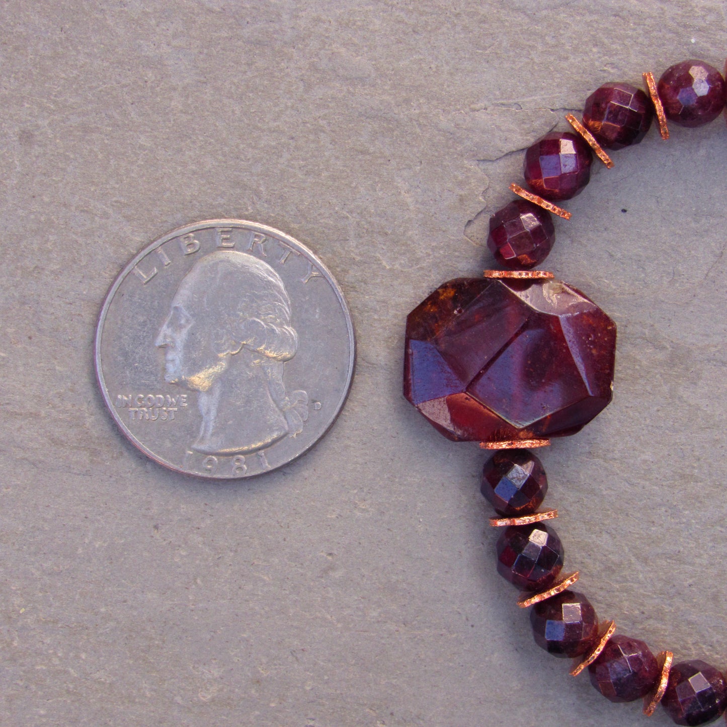 Women's Garnet gemstone and Copper Bracelet