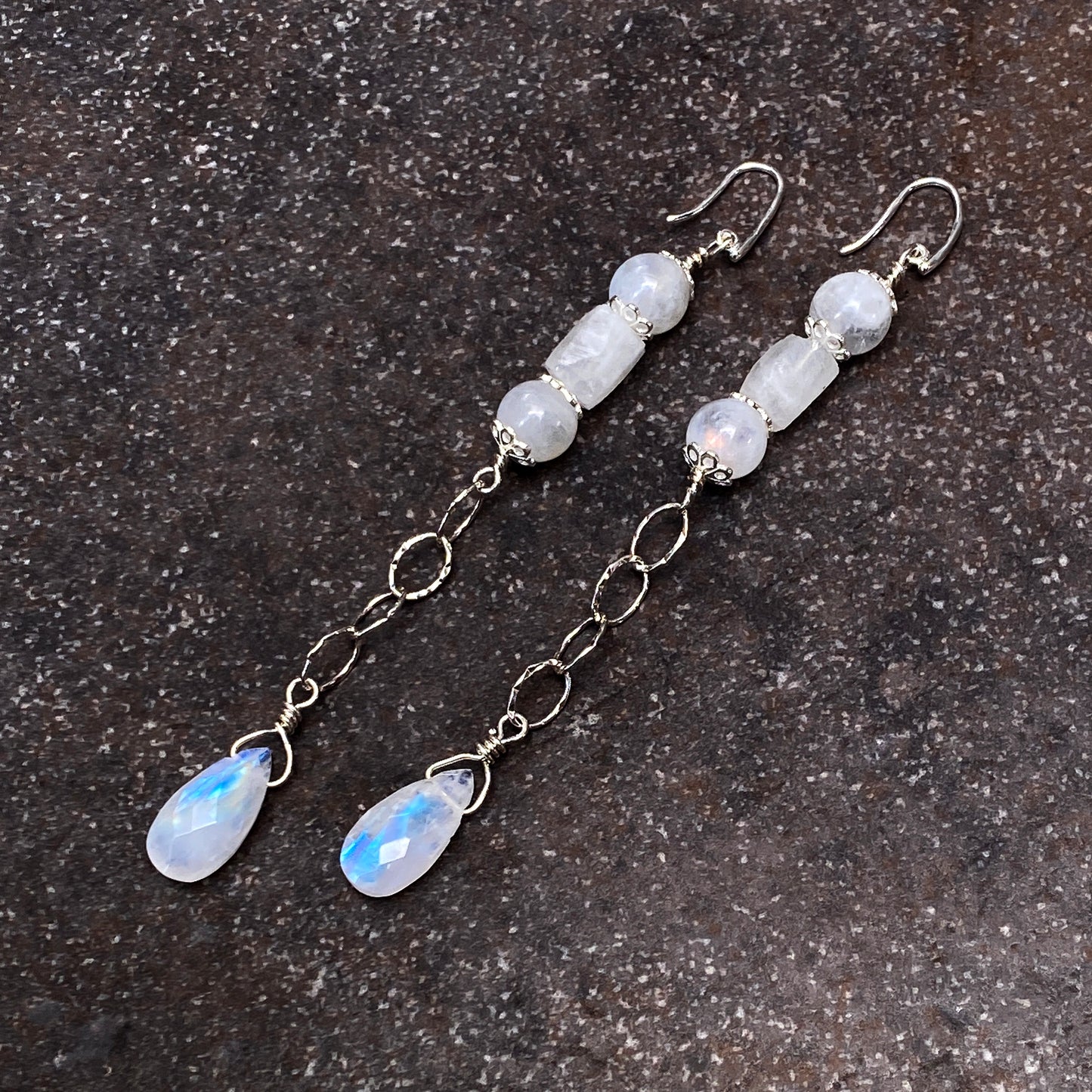 Moonstone And Sterling Silver Drop Earrings