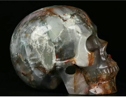 Natural African Bloodstone Crystal Gemstone Skull Figurine
