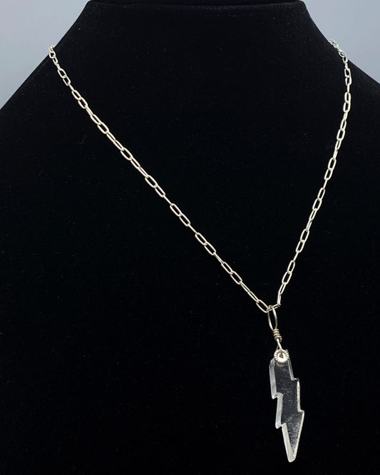 Quartz gemstone Bolt on sterling silver Necklace