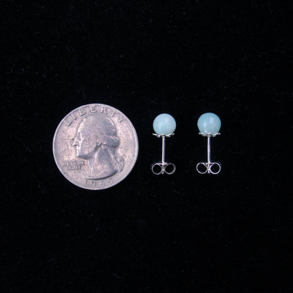 Aquamarine Gemstone stud earrings on Sterling Silver