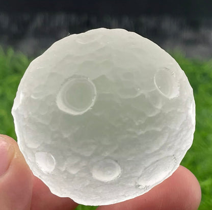 Natural Quartz gemstone cratered moom sphere