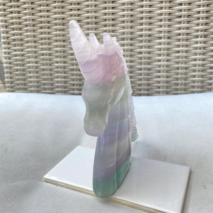 genuine Fluorite gemstone carved Unicorn
