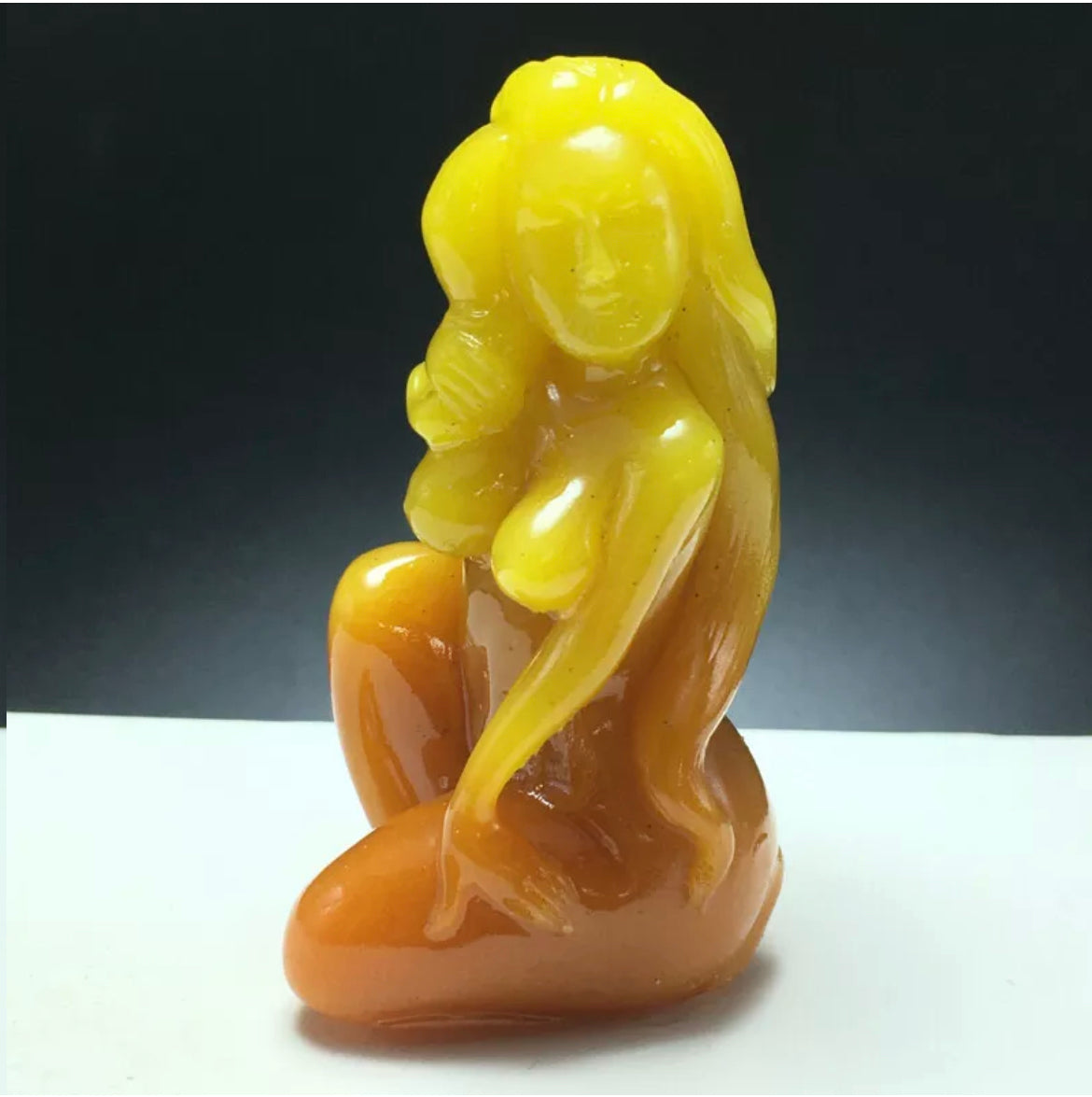 Natural Chalcedony gemstone crystal carved Lady statue figurine