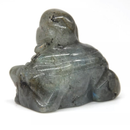 Natural Labradorite Crystal Laughing Buddha