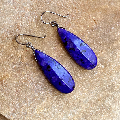 Lapis Lazuli w/ Oxidized Sterling Silver Drop Earrings