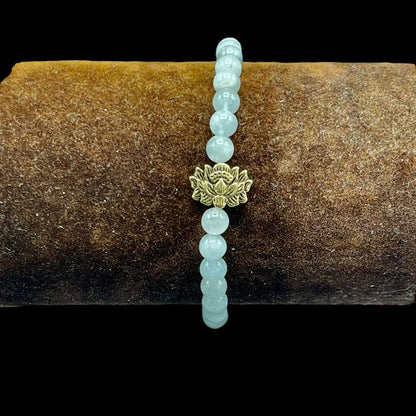 Aquamarine and Antique Gold Lotus Bracelet