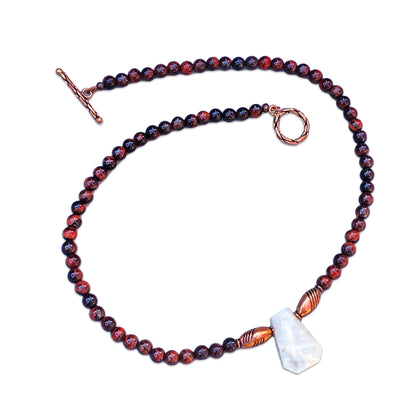 Moonstone and Tiger Eye gemstone beaded necklace