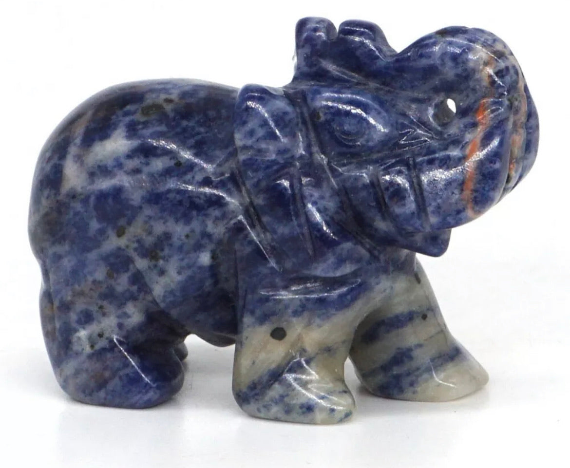 Natural Blue Sodalite gemstone carved elephant