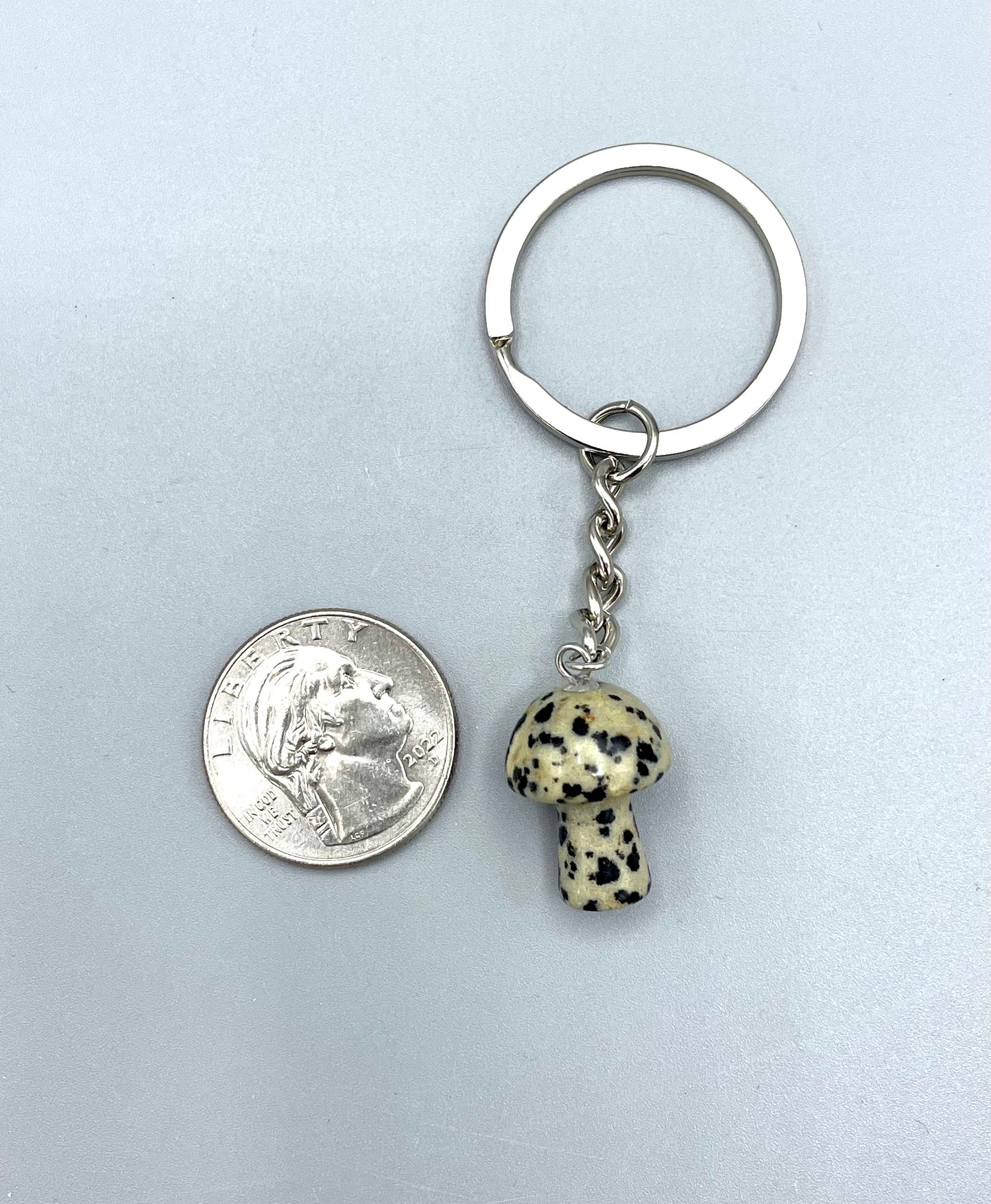 Dalmatian Jasper Mushroom Keychain