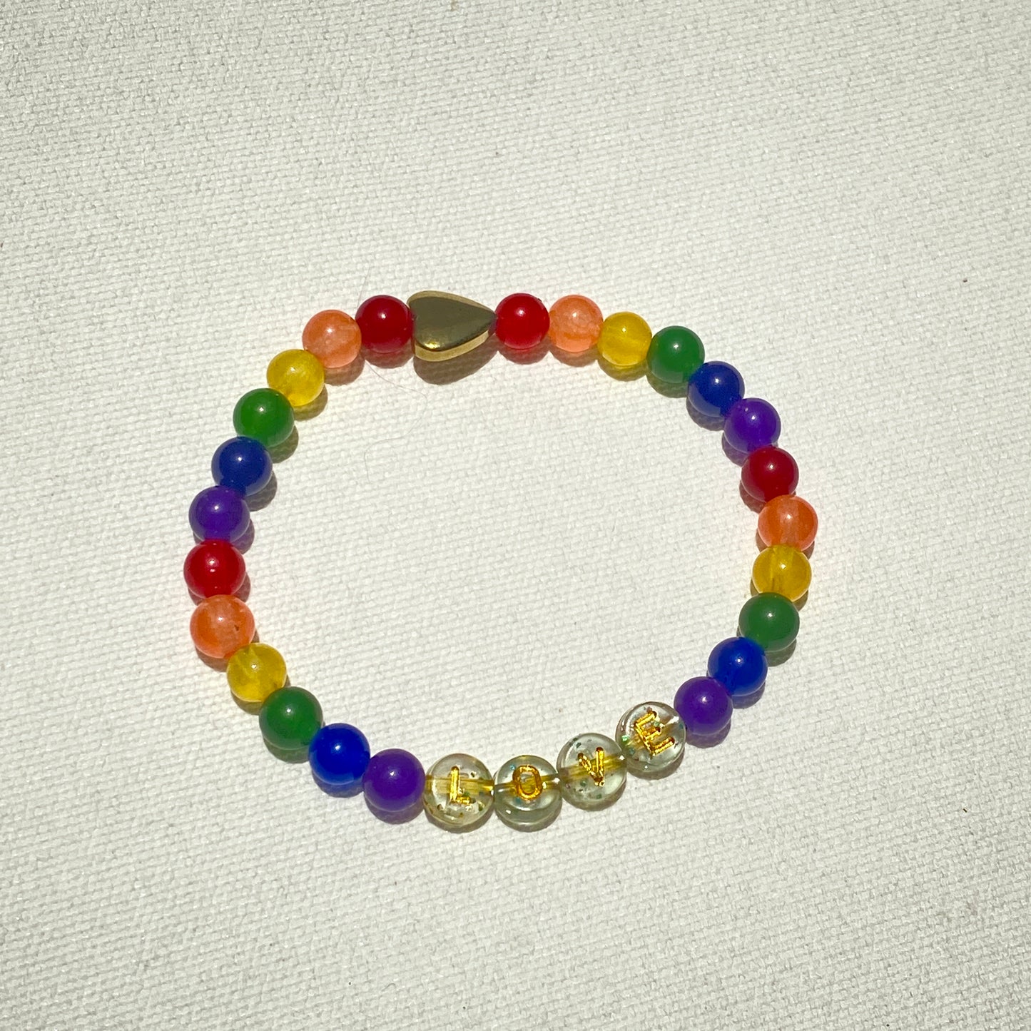 LOVE and Pride rainbow gemstone bracelet