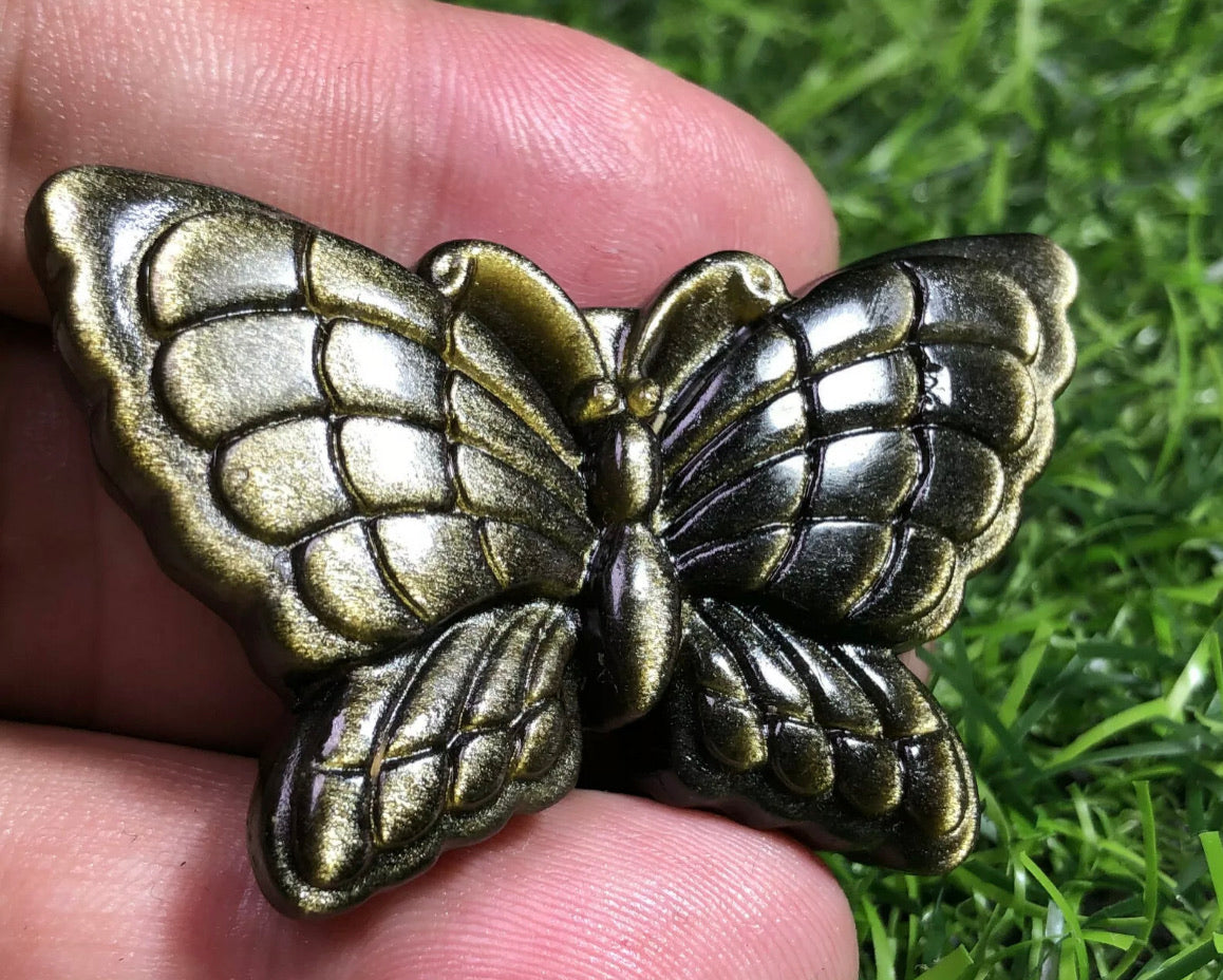 Natural Gold Obsidian Butterfly