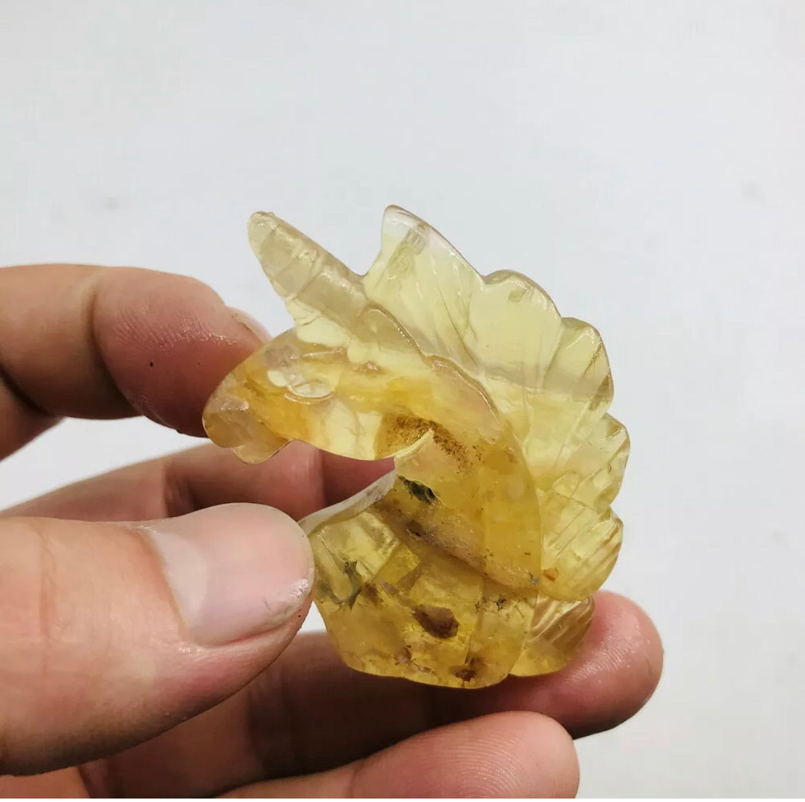 Natural Yellow Fluorite gemstone carved Unicorn