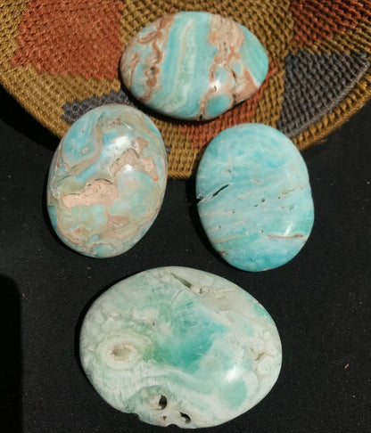 Natural Blue Aragonite gemstone palm stone