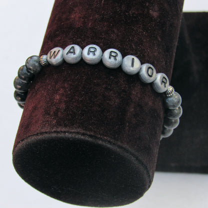 Larvikite, Onyx, and Sterling Silver “Warrior” Bracelet