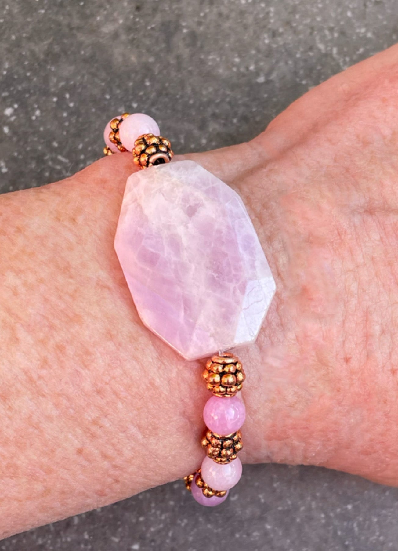 Kunzite and Copper Bracelet