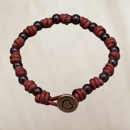 Garnet Leather Bracelet
