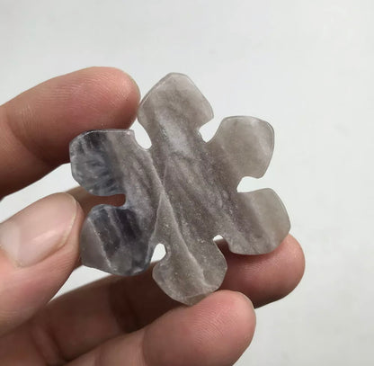 Natural fluorite crysyal hand-carved  snowflake
