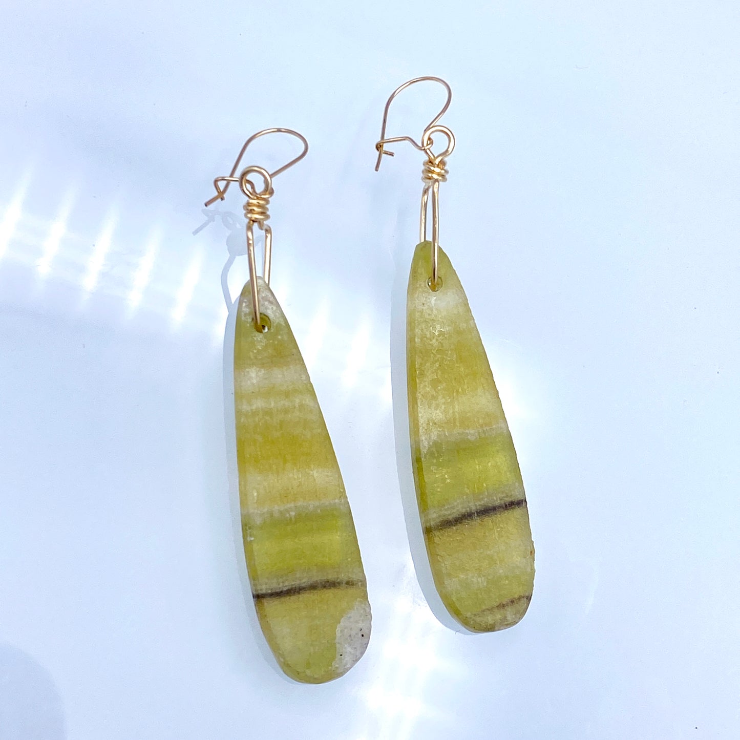 Yellow Fluorite gemstone Drop Earrings