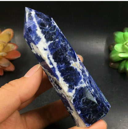 Natural blue Sodalite gemstone Wand
