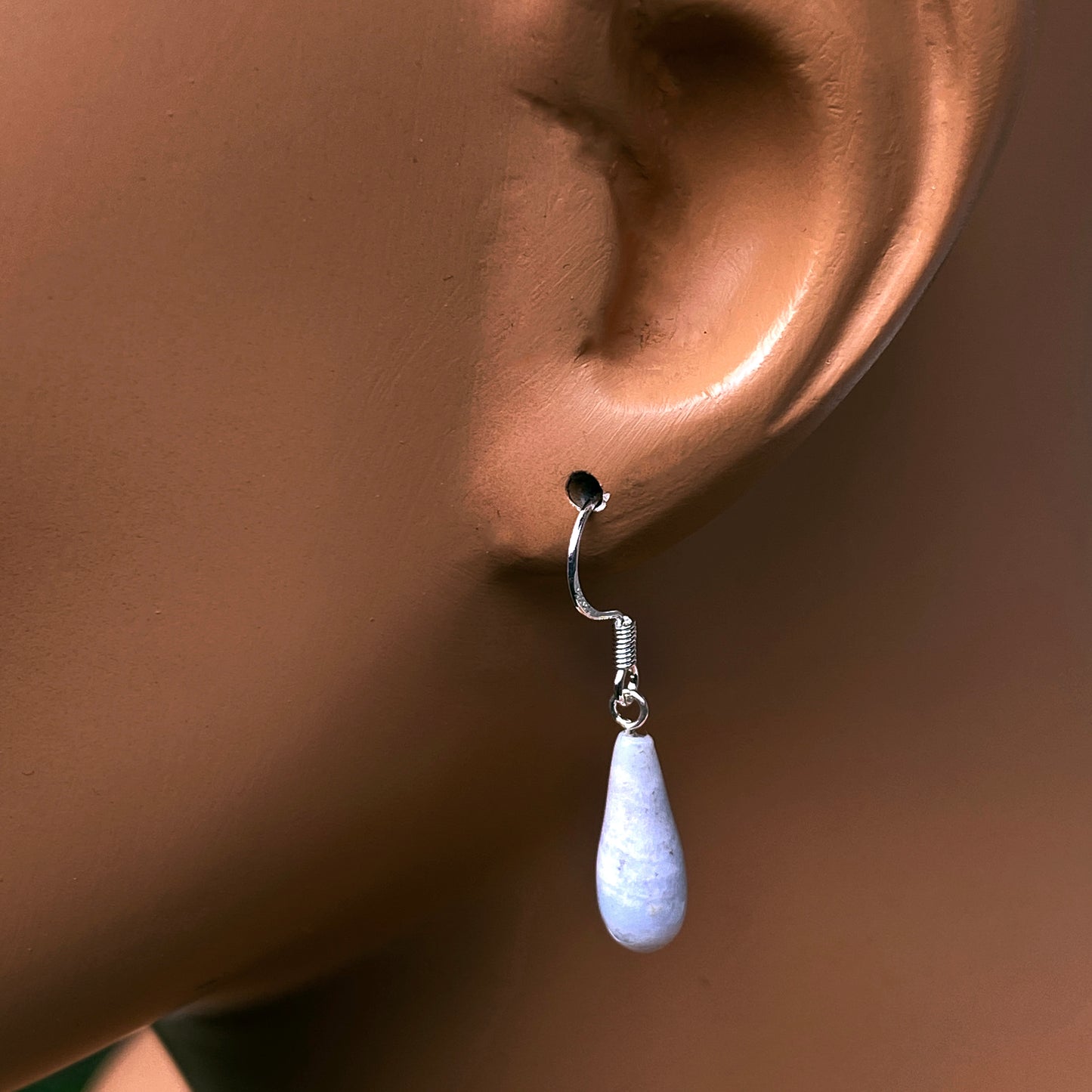 Blue Lace Agate gemstone Tear Drop Earrings