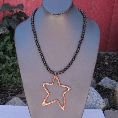 Garnet gemstone with Copper Star pendant Necklace