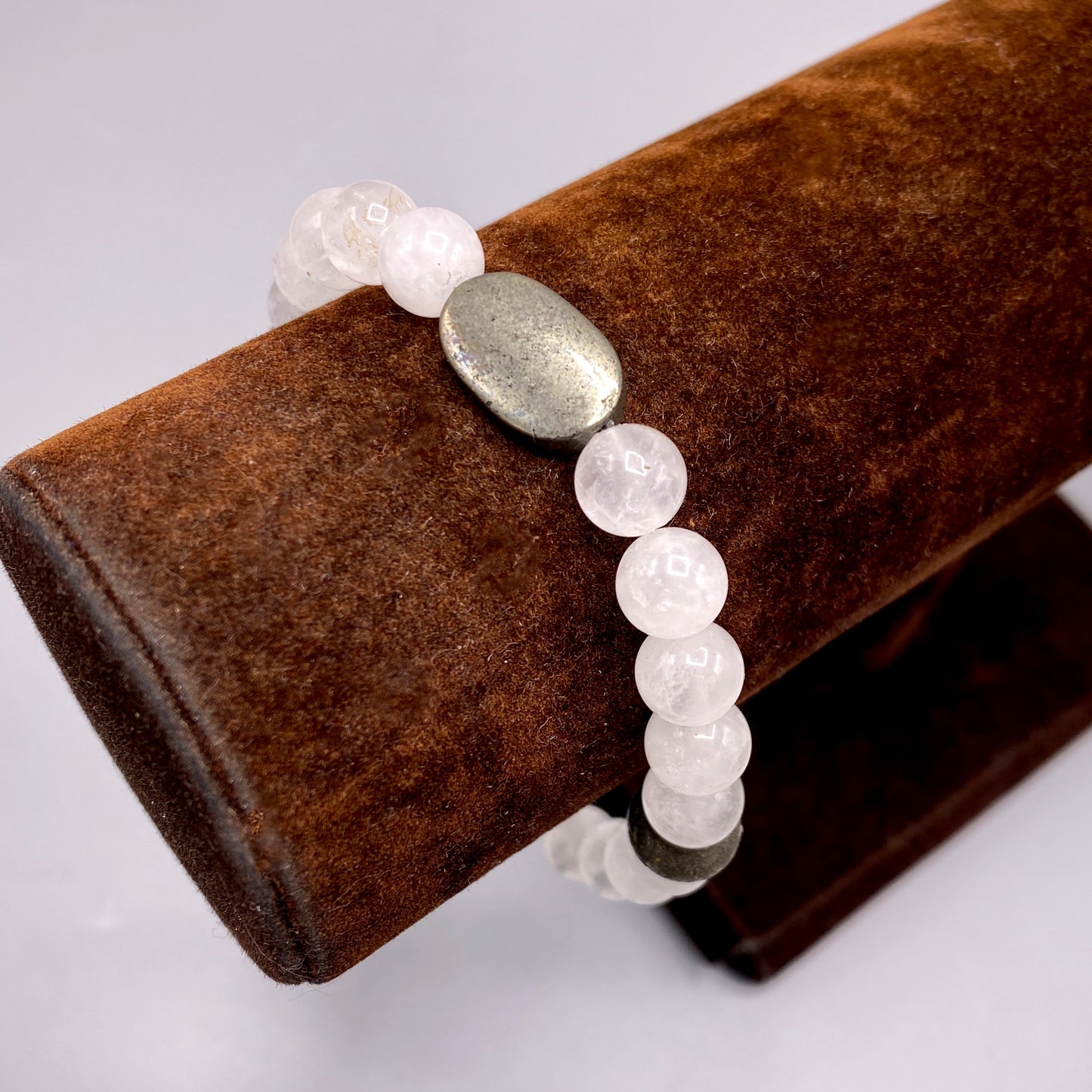 Angola Quartz and Pyrite gemstone stretch Bracelet