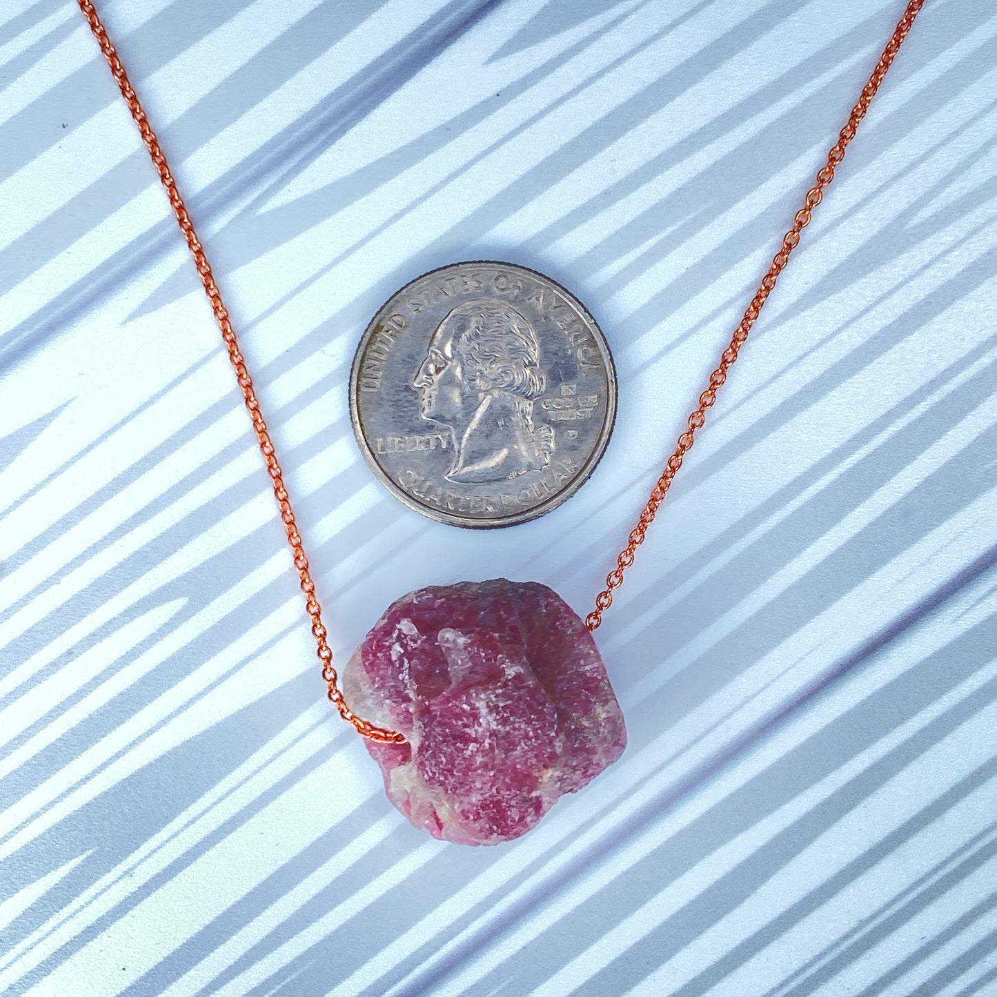 Strawberry Quartz gemstone with Copper Chain Choker