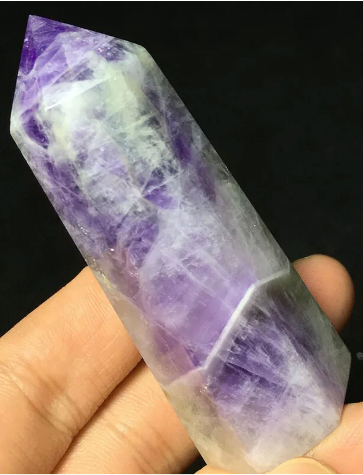 Natural amethyst gemstone towerpoint wand