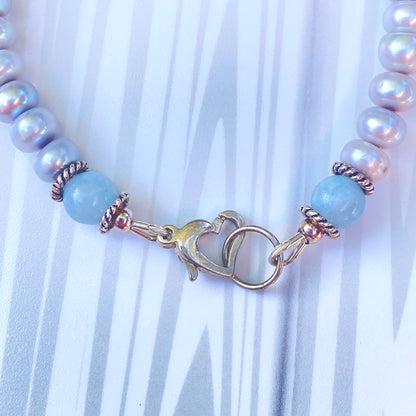 Blue Sapphire gemstone beaded Bracelet with aquamarine and quartz