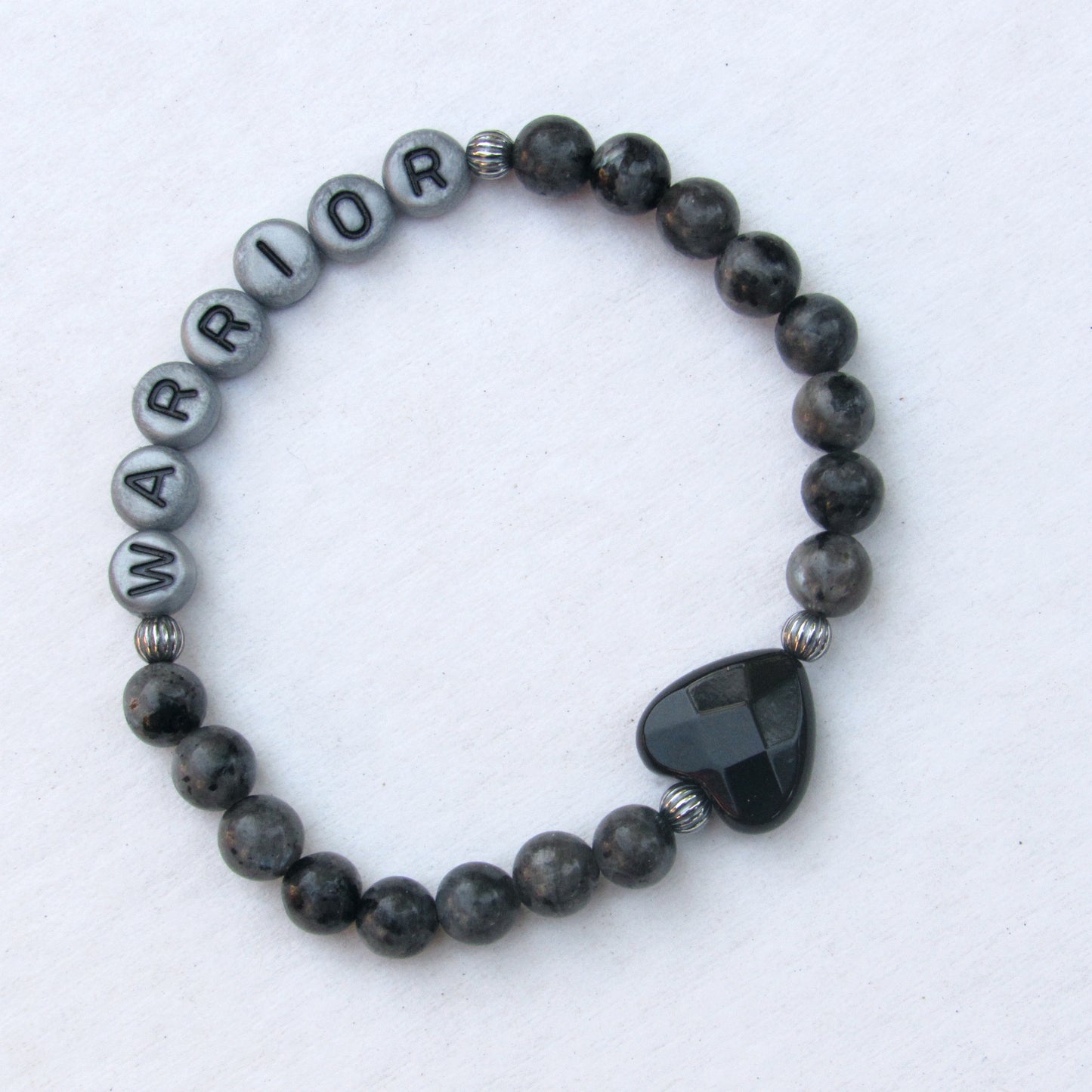 Larvikite, Onyx, and Sterling Silver “Warrior” Bracelet