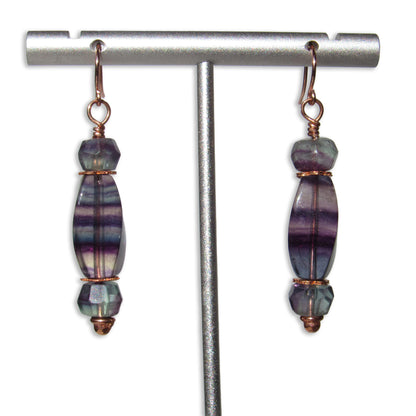 Rainbow Fluorite and Copper Earrings