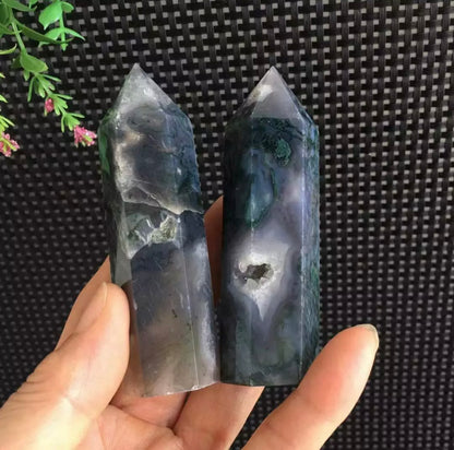 Natural Blue Moss Agate Wand