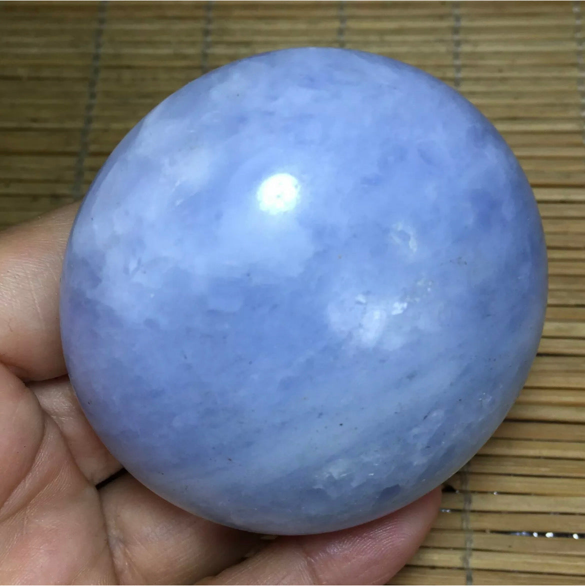 Natural Blue Celestite gemstone palm massage stone