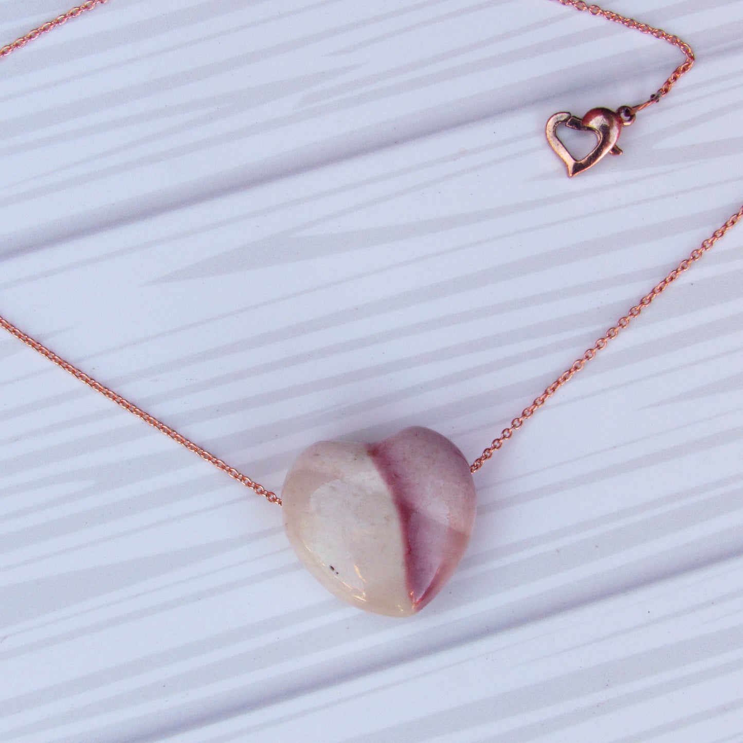 Mookaite Heart on Copper Chain Necklace