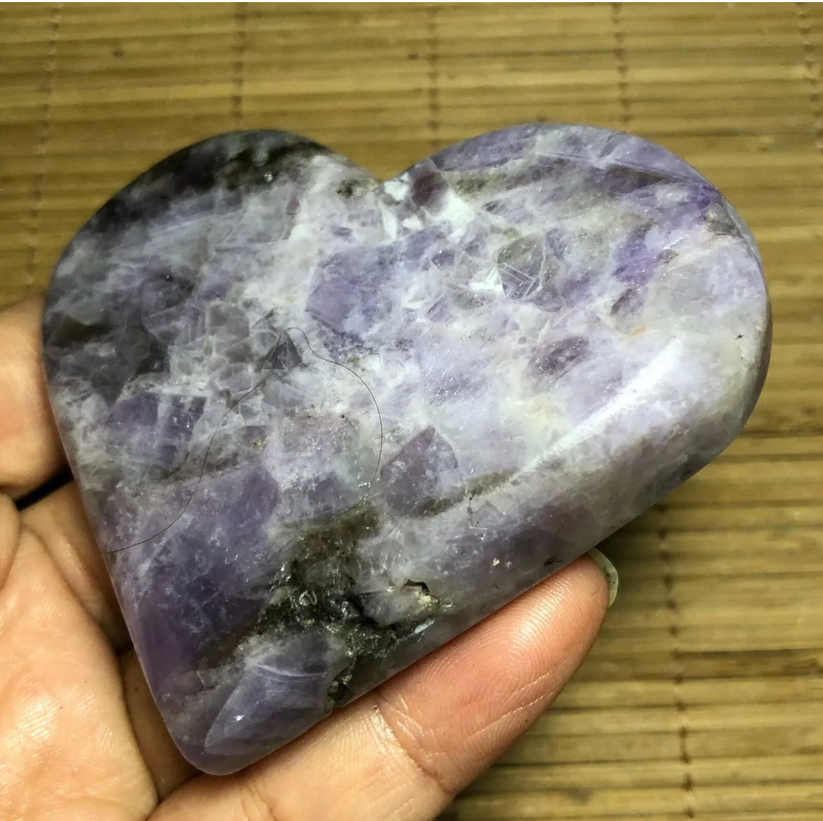Natural Amethyst Carved Heart
