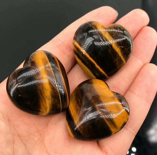 Natural Tiger eye palm Stone Heart