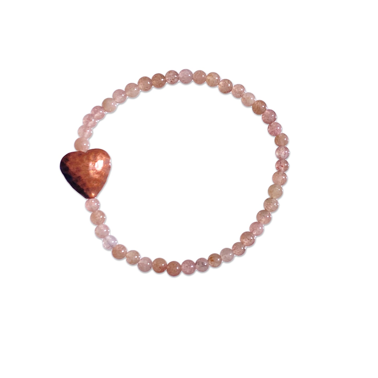 Strawberry Quartz gemstone and Copper Heart Bracelet