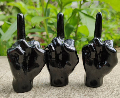 Natural Black Obsidian Middle Finger