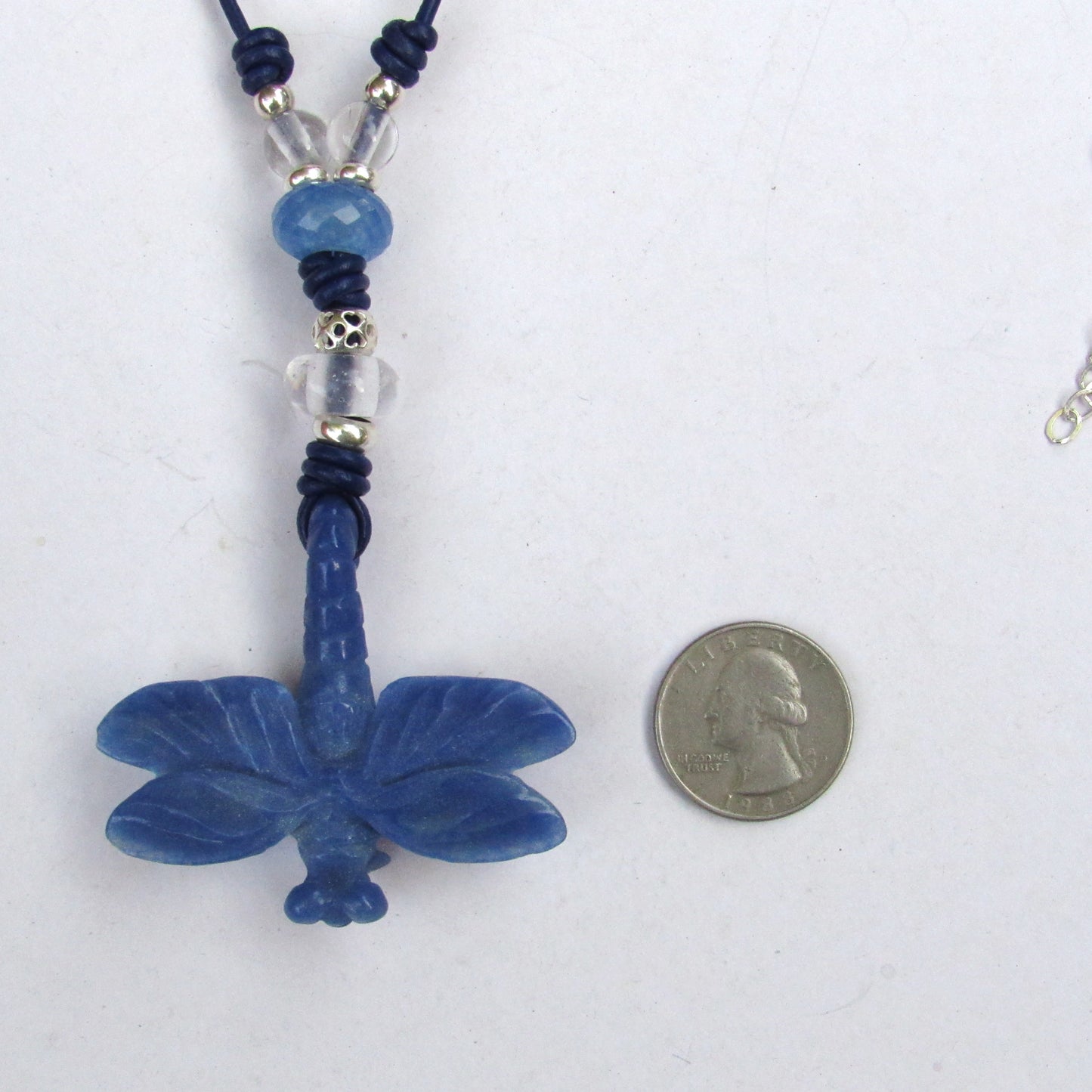 Blue Aventurine gemstone Dragon Fly with Clear Quartz and Sterling Silver