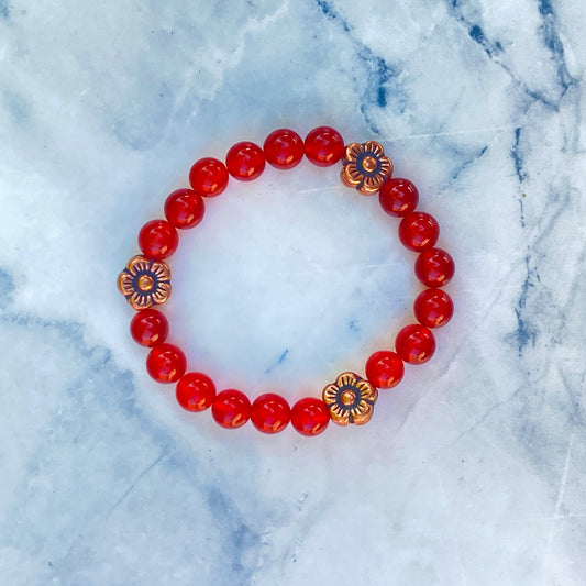 Carnelian and Copper stretch Bracelet