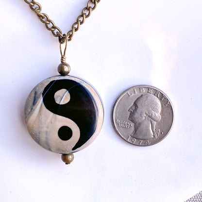 Yin Yang necklace on Brass Chain