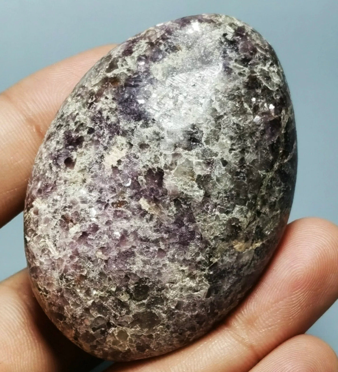 Natural Lepidolite Lithium Mica Polished Palm Stone
